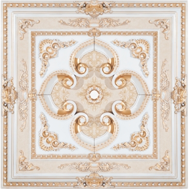 Decogold Saray Tavan Kare Beyaz Altın Göbek 90*90 cm