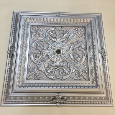 Decogold Kare Saray Tavan Göbek Gümüş Rengi 72x72 cm