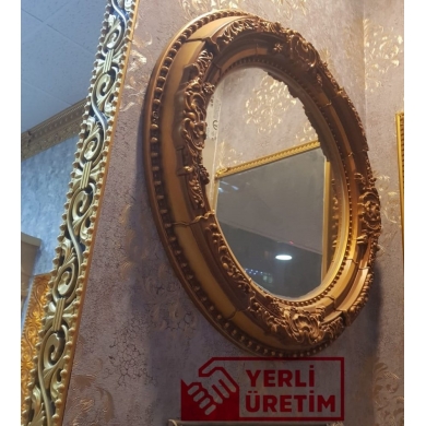 Dekoratif Çerçeveli Ayna 90 cm Kahve Eskitme