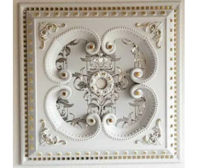 Decogold Saray Tavan Kare Beyaz Altın Göbek 60*60 cm